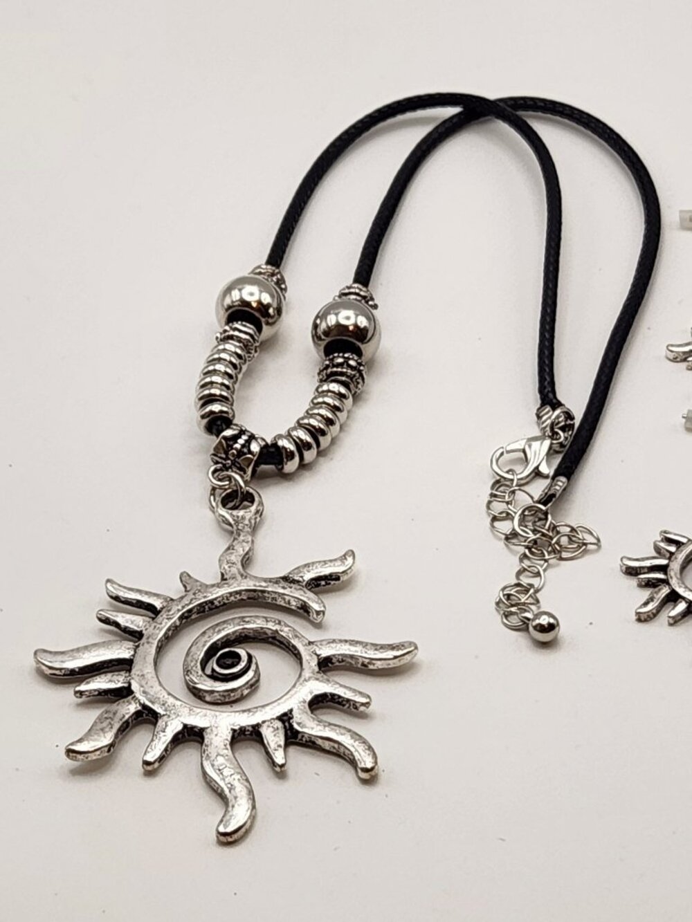 3 for $20 Silver tone necklace & earring set primitive sun NIP